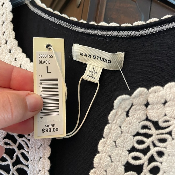 Max Studio Black with Cream Trim  Adorable Dress L - Picture 3 of 3